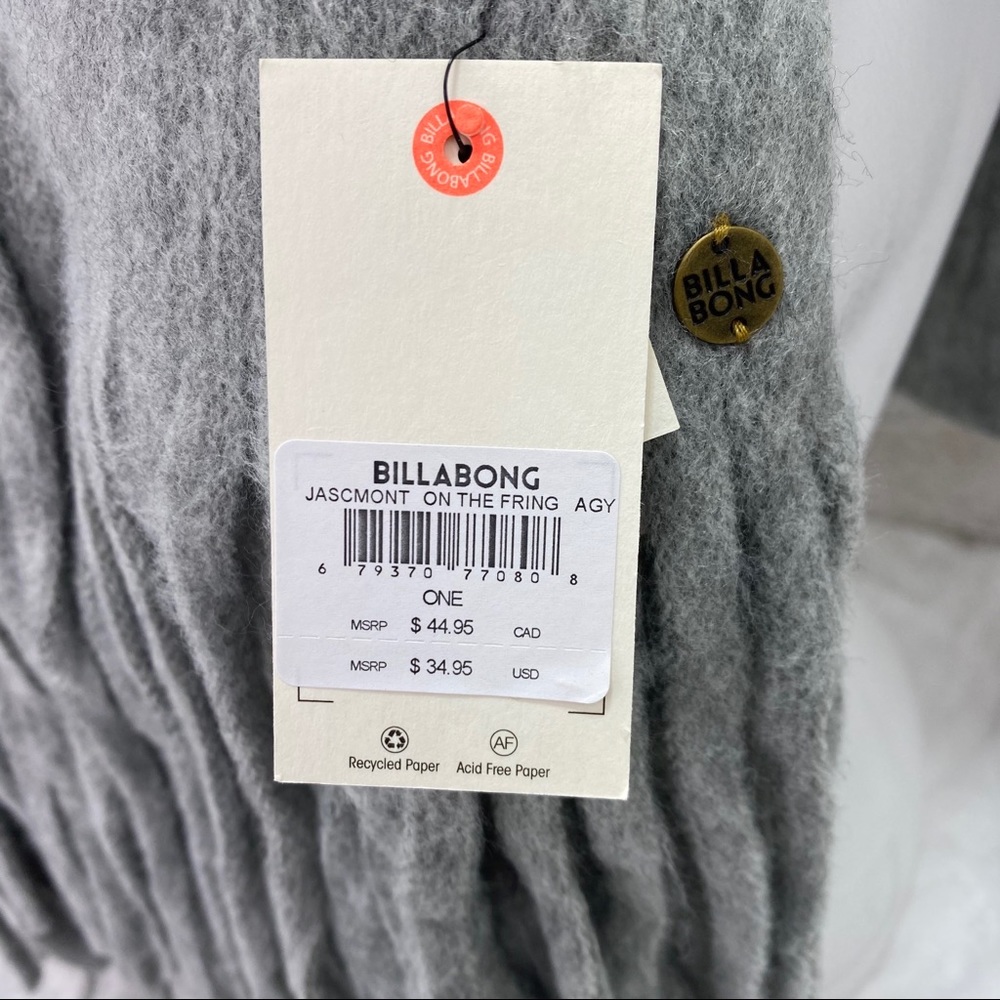 Billabong Gray On The Fringes Oversized Wrap/Scarf - Picture 4 of 6